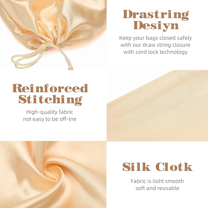 Shoe Dust Bags - 8 Pack Shoe Bags for Travel Satin Fabric with Drawstring Closure,Washable Breathable Cotton Fabric Cloth,for Travel Protecting andStoring Shoes (Beige)