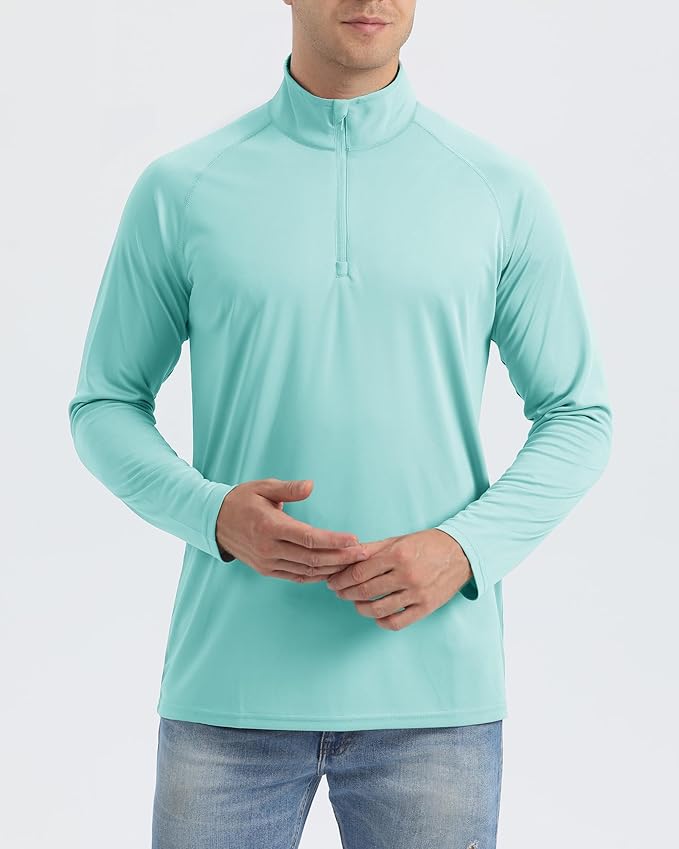 Boladeci Men's UPF 50+ Sun Shirts 1/4 Zip Long Sleeve SPF UV Protection Lightweight Quick Dry Quarter Zip Golf Shirts