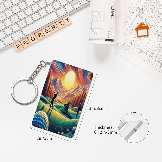 Keychain - Rectangular Acrylic Keychain Daily Key Ring Car Key Fob Holder 2X3 Inch