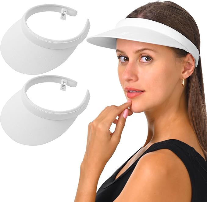 2 Pack Visor Women Men Sun Hat Clip On Visors Adjustable Sport Wide Brim Cap