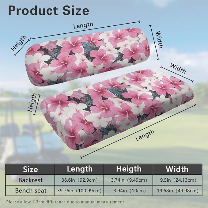 Golf Cart Seat Covers, Universal Fit & Nonskid Bottom Fits for Club Car 2 Person Seats Golf Carts