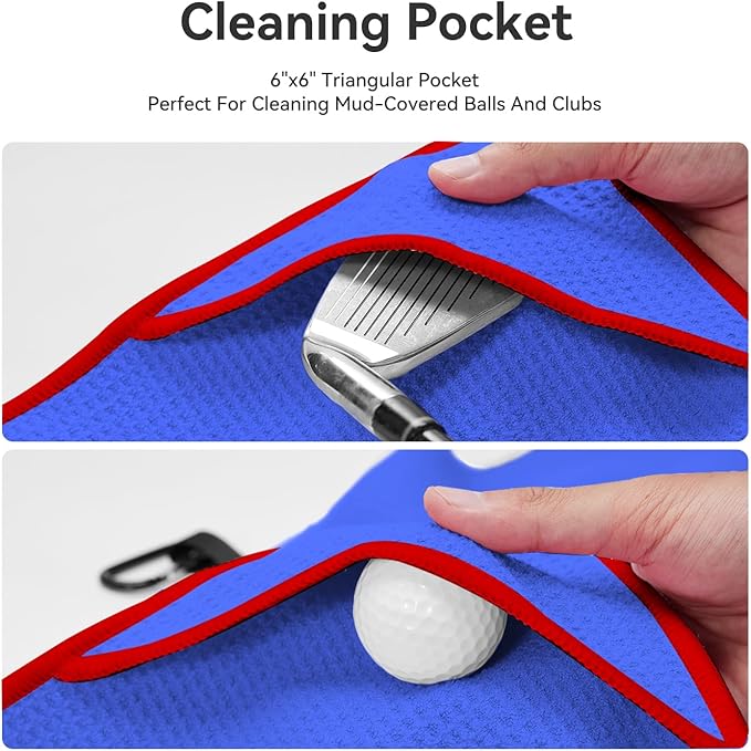 Magnetic Golf Towel with Clip and Cleaning Pocket -Ideal for Male Golfers, perftct Gifts for Men-Magnetic Golf to Golf Accessories for Bags, Carts or Clubs 24"*16"