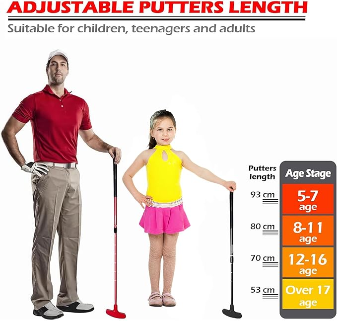 THIODOON Golf Putters for Men and Women Two-Way Kids Putter Mini Golf Putter for Right or Left Handed Golfers Adjustable Length Golf Putter Suitable for Children, Teenagers and Adults