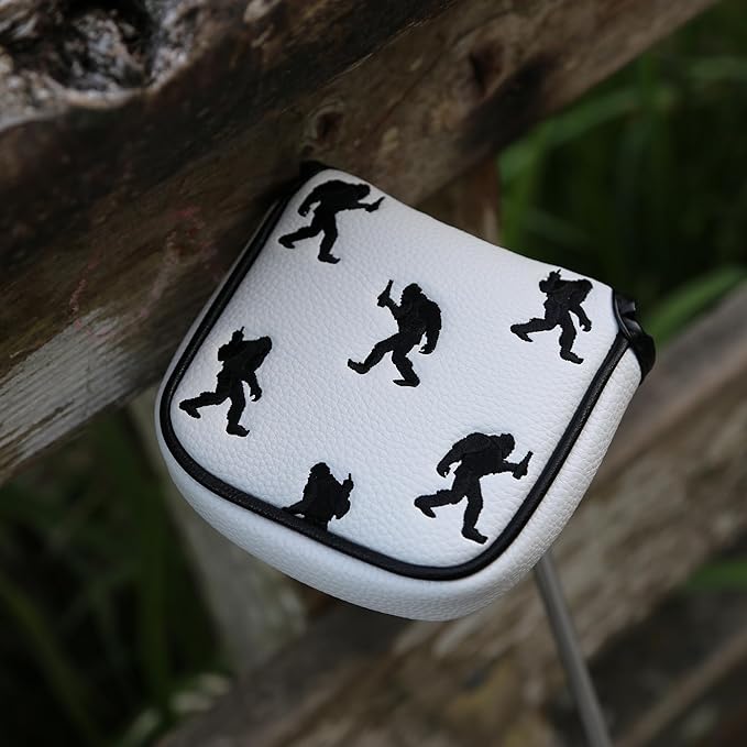 Golf Club Headcover, Premium Leather Embroidery Mallet Putter Cover Blade Head Covers, Stylish Golf Accessories, Great Golf Gifts for Men and Women Golfers