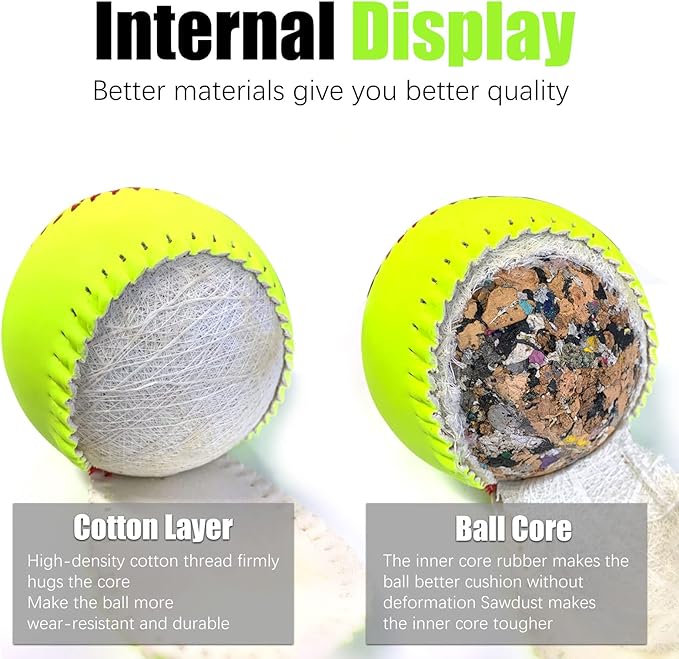 GKK Softballs 4 Pack Sports Practice Softballs 12 Inch Slow Pitch Official Size and Weight Softball Autograph Softball Training Ball for Games, Soft Toss, Batting, Fielding, Hitting, Pitching