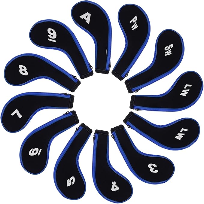 Andux Number Print Golf Iron Club Head Covers Long Neck with Zipper 12pcs/Set