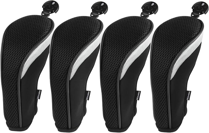 Andux Mesh Golf Hybrid Club Head Covers with Dial Number Tags, 4pcs/set