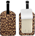 Leopard Skin Luggage Tag for Suitcases,Leopard Print Animal Skin Brown PU Leather Baggage Tags Bag Tags Travel Id Label for Luggage Women Men -1 Piece