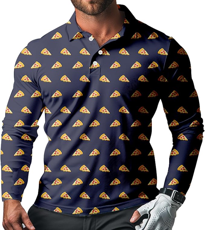 Men's Long Sleeve Golf Shirt Quick Dry 3 Button Work Fishing Outdoor Casual Collar Shirt