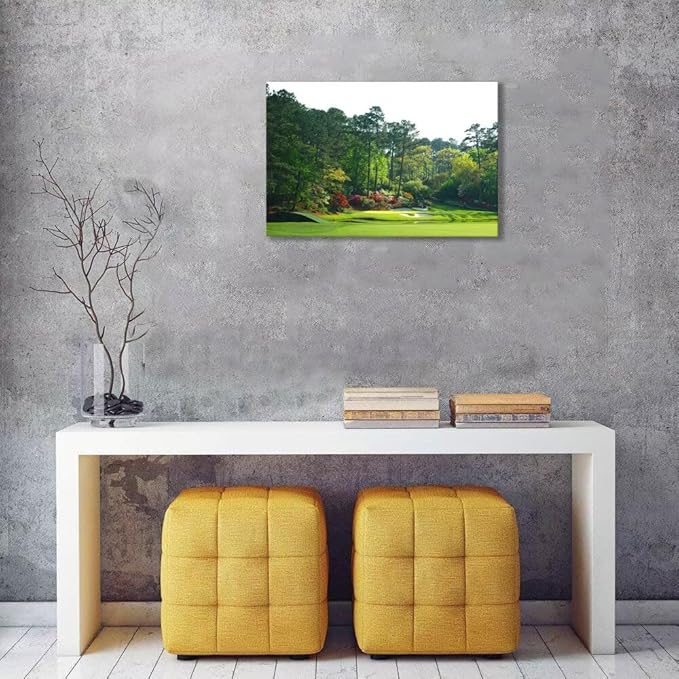 Augusta Golf Course Wall Art Golf Course Picture Poster Canvas Prints - Golf Wall Decor for Living Room Bedroom Home Decorations Framed Artwork Ready to Hang(12''H x 16''W)