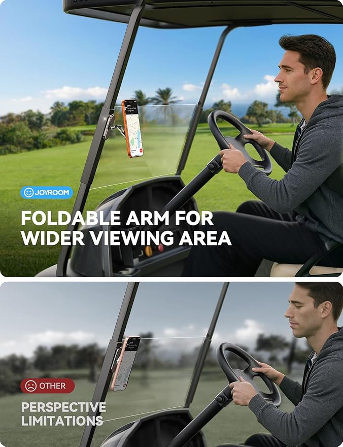 Upgraded Magnetic Golf Cart Phone Holder, [Tri-fold+All Alloy] Golf Gifts for Men Women Him Golf Cart Accessories 2025 Stocking Stuffers Compatible with MagSafe iPhone 17-12 Fits EZGO Club Car Yamaha