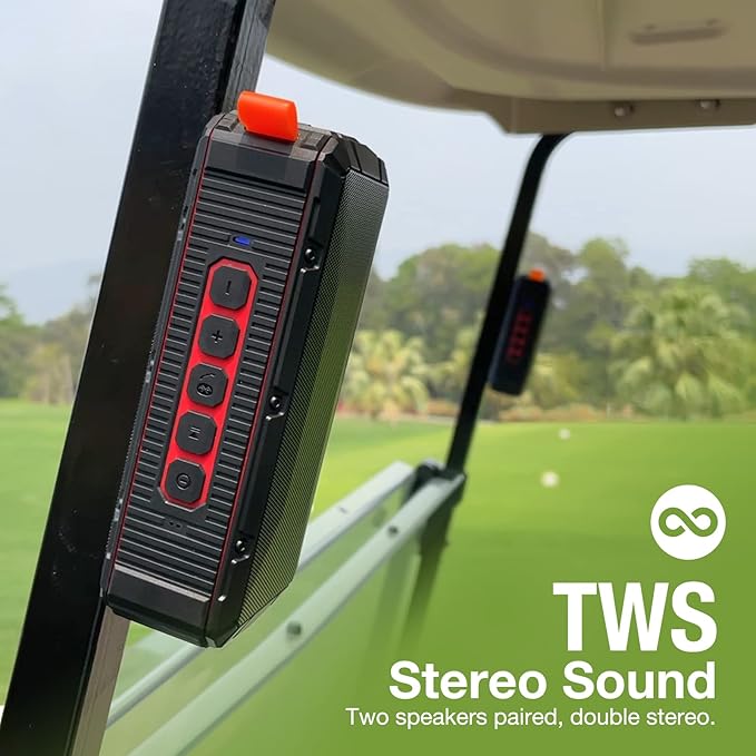 Pro Portable Magnetic Bluetooth Golf Speaker Wireless Waterproof IPX6/Shockproof 3rd Generation Magnetic Golf Speakers for Golf Cart 24Hour Battery Golf Accessories Golf Gifts(TWS & SD Card function)