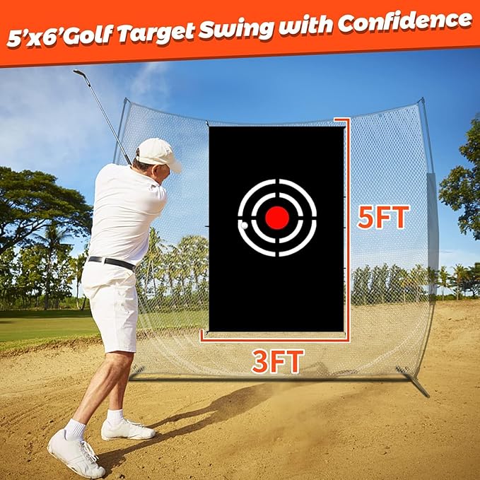 Golf Target Cloth - 5x3FT Durable Net Target with Hitting Range for Accuracy Practice - Portable for Home & Backyard Golf Training Players