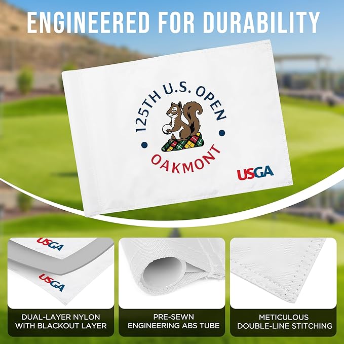 Standard Golf Flag U.S.Tour 2025, Tube Insert, 14x20 Inch 420D Nylon Dual-Sided Silk-Screen, Ideal for Practice Putting Green, Driving Range, Course, Club, White, 1-Pack