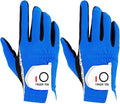 FINGER TEN Men's Golf Gloves for Right Left Handed Golfer Rain Grip Value 2 Pack, Golf Glove for Left or Right Hand Hot Wet Weather No Sweat Black Gray White Blue