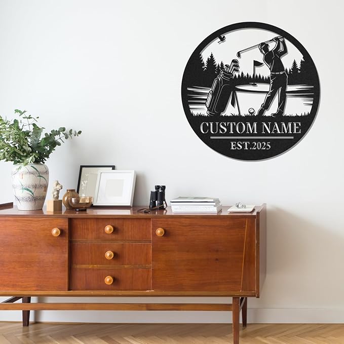 Personalized Golf Metal Wall Art, Vintage Golf Wall Decor, Custom Signs Outdoor Metal, 19th Hole Home Decor for Man Cave Garage Bar Club, Personalized Golfer Gifts for Men Dad Father