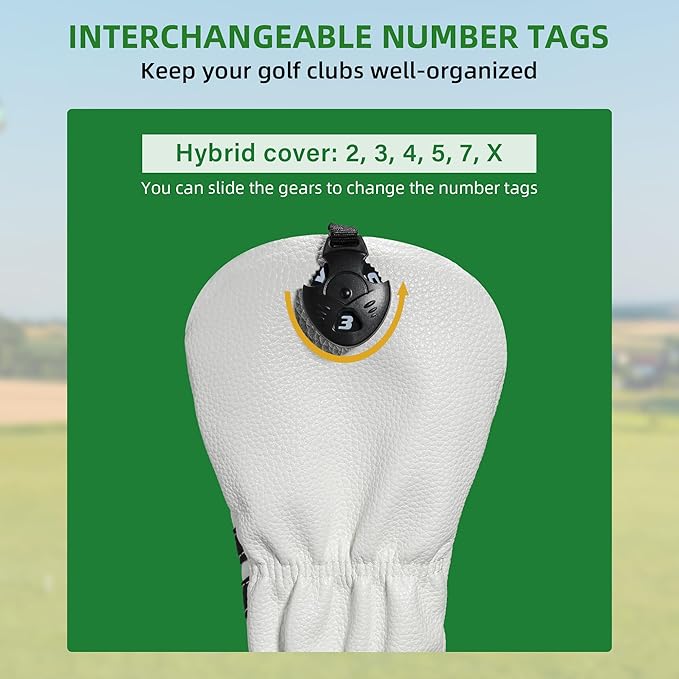 Golf Club Head Covers - 4pcs or 1pc Golf Accessories Club Covers Set for Woods and Driver Fairway Hybrids with Interchangeable Tags