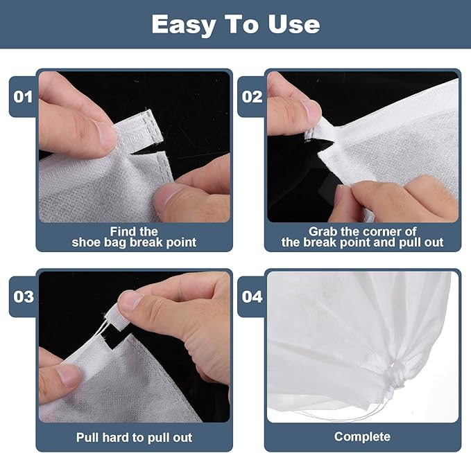 100 Pcs White Dust Bags for Shoes, Handbags, and Travel Storage, Non-Woven Fabric Shoe Bags, Portable Storage Organizer for Closet, Boots, and Accessories, 15.7" x 23.6"