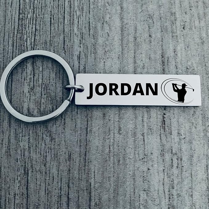 Personalized Golf Keychain, Custom Engraved Golf Jewelry, Gift for Golfer