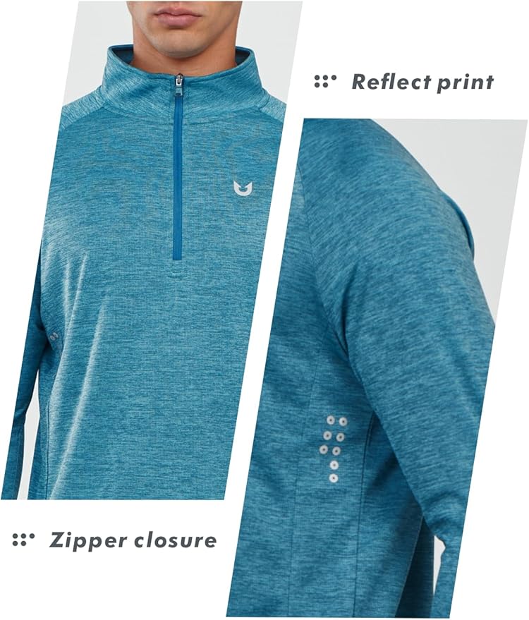 NORTHYARD Quarter Zip Pullover Men Running Shirt Long Sleeve Moisture Wicking Quick Dry Athletic Workout Shirts