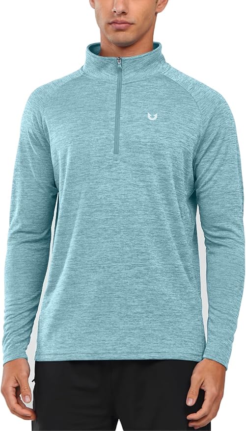 NORTHYARD Quarter Zip Pullover Men Running Shirt Long Sleeve Moisture Wicking Quick Dry Athletic Workout Shirts