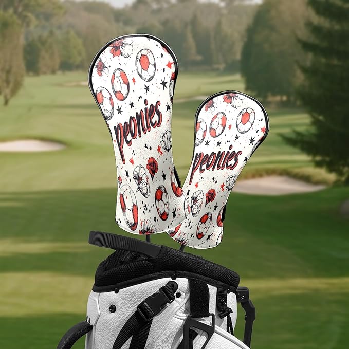 Premium Leather Golf Club Headcovers,Orange Cat Fits Driver Hybrid Fairway 3/5 Wood,with Scratch-Resistant Lining, Gift for Men and Women
