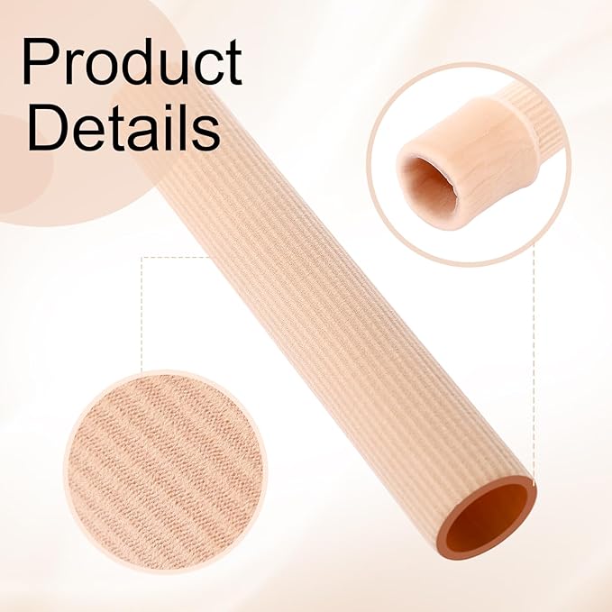 HESTYA Open Gel Finger Toe Tubes 6 Pcs Fabric Gel Lined Cushion Sleeve Protector for Bunion Hammer Toe Callus Corn Blister Friction(6 x 0.98 Inch)