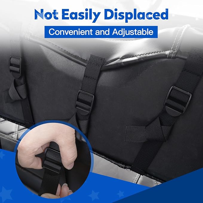 NOKINS 4PCS Golf Cart Diamond Seat Covers Kit, Front and Rear Seat Covers Fits EZGO Freedom TXT-T48 2014+ Standard Seat Cushion, Durable Breathable Vinyl (Black&Black Stitching)