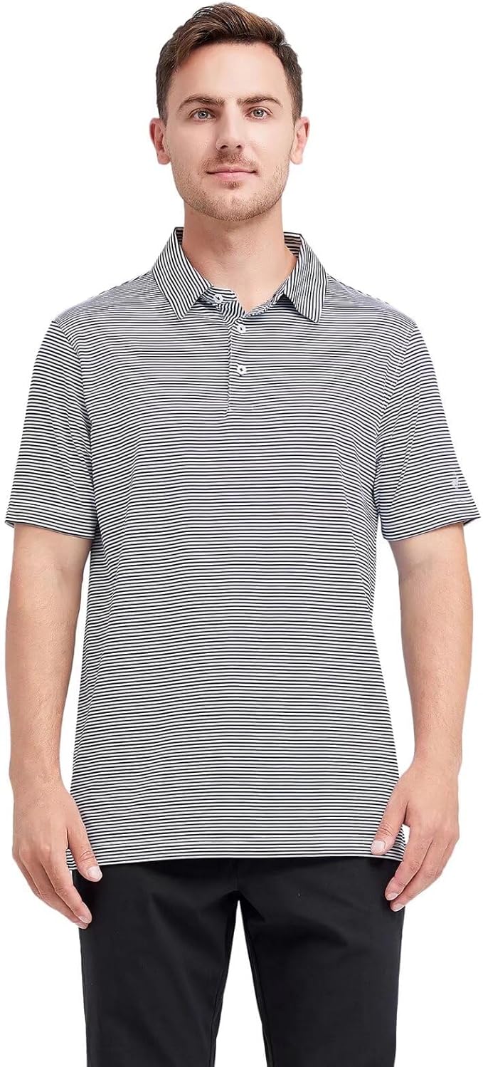 Golf Shirts for Men Dry Fit Short Sleeve Print Performance Moisture Wicking Polo Shirt