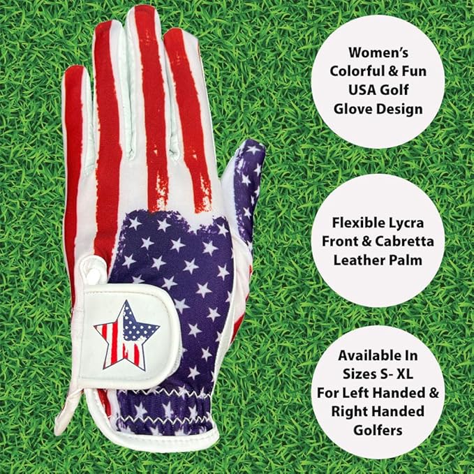 Giggle Golf Women's Golf Glove - Adjustable Strap, Left Hand Gloves for Women