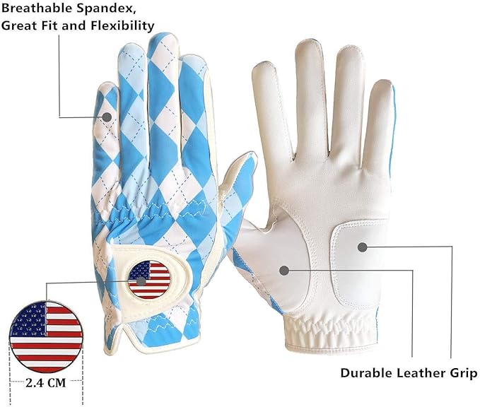 FINGER TEN Golf Gloves Men Right Handed Golfer Left Hand with Ball Marker 2 Pack Leather Breathable Comfortable Weathersof Grip Size Small Medium ML Large XL