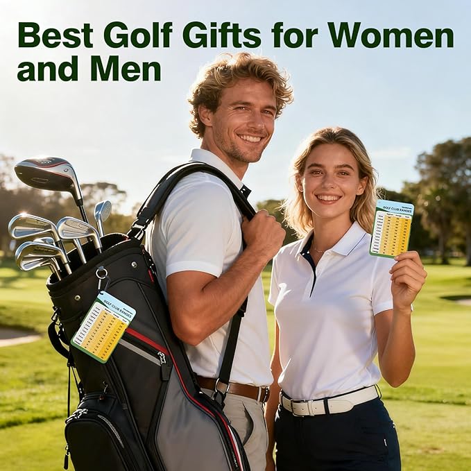2 Pcs Golf Club Distance Card, Waterproof Golf Club Range Chart & Yardage Guide, Quick Reference Golf Accessory with Clip for Men Beginners & Golfers