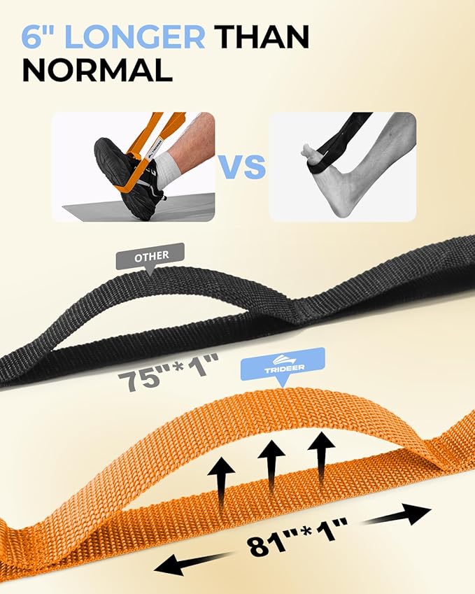 Trideer Stretching Strap Yoga Strap for Physical Therapy, 10 Loops Yoga Straps for Stretching, Non-Elastic Stretch Strap for Pilates, Exercise, Stretch Band for Women & Men