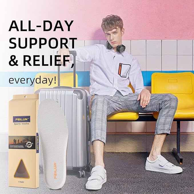 Shoe Inserts for Men and Womem Sport Shoe Insoles Memory Foam Insoles Excellent Shock Absorption and Cushioning for Feet Relief, Comfortable Insoles for All Day Energy in Running, Walking, and Work