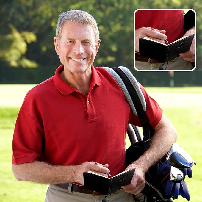 Yexiya Golf Scorecard Book with Pencil Leather Golf Journal Scorecard Holder Accessories Notebook Log Book Pocket Scorebook Gifts for Men Golfers, Sports and Outdoor Club Accessories