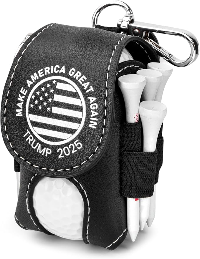 Golf Ball Bag Pouch with Golf Tee Holder Leather Golf Ball Pouch with Belt Clip Golf Ball Bag for Men and Women Storage Gift