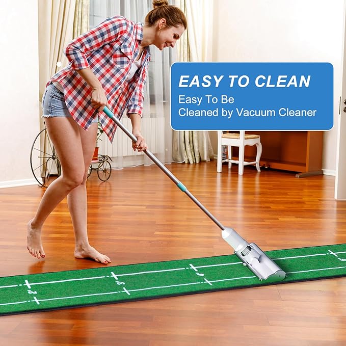 Golf Putting Mat Indoor & Outdoor Professional Golf Practice Putting Green Mat with Distance Marker Anti Slip Backing Golf Training Accessories Portable Matt