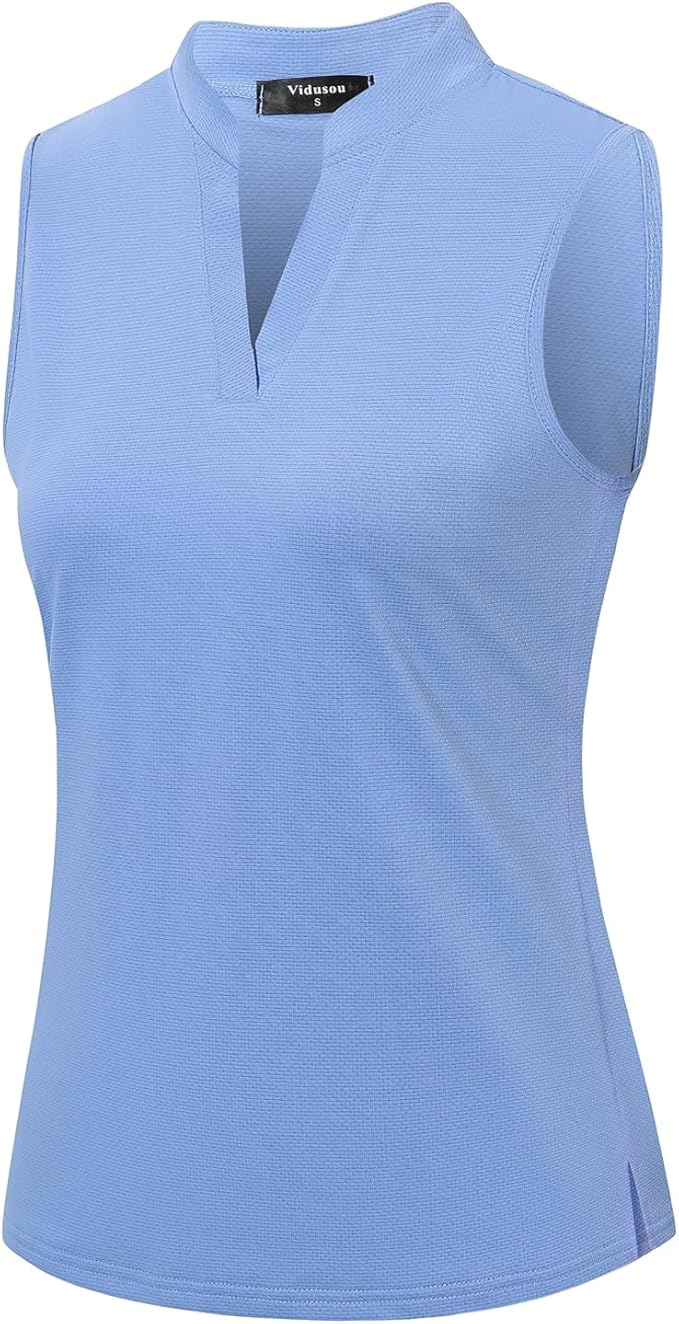 Womens Sleeveless Golf Polo Shirts Lightweight Tennis Sport Tops