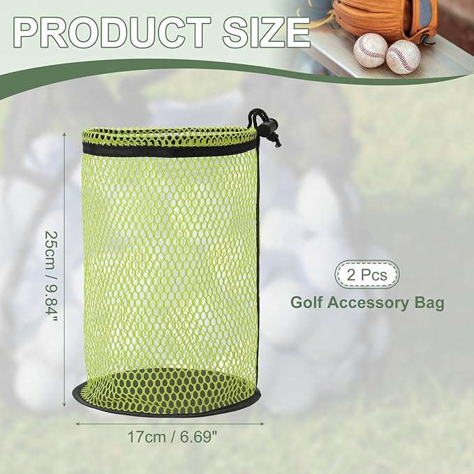 Golf Ball Storage Bag Nylon Mesh Golf Pouch with Adjustable Drawstring Closure for Balls Outdoor Sports Supplies