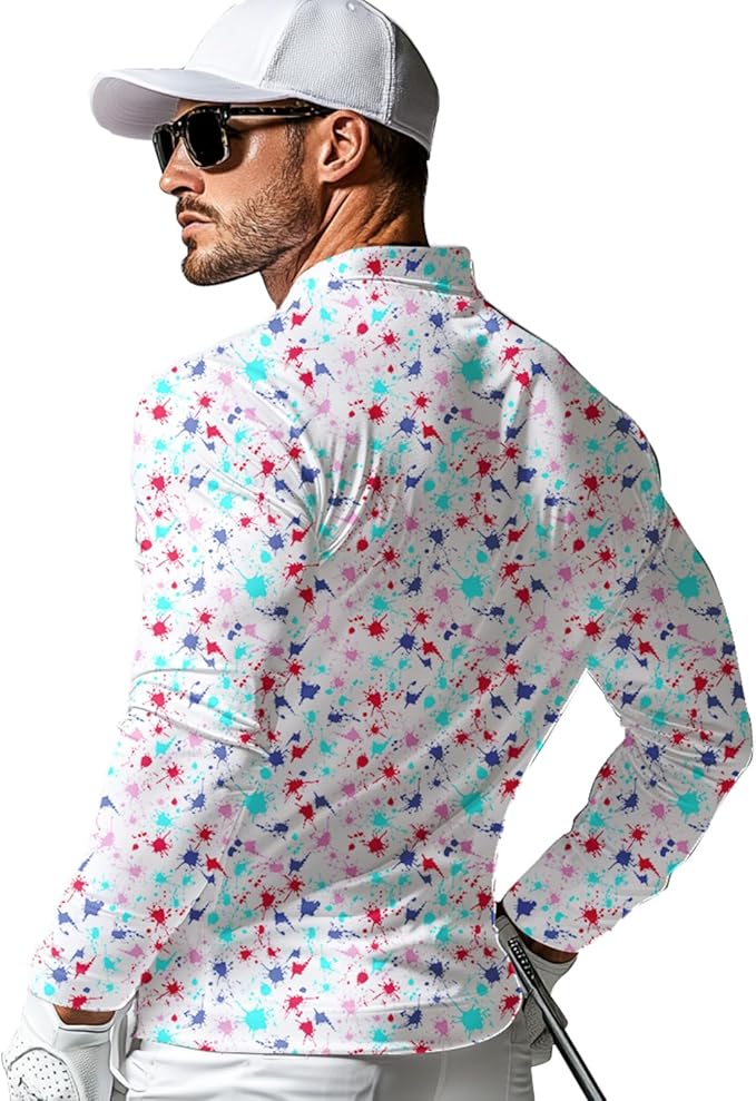 Men's Long Sleeve Golf Shirt Quick Dry 3 Button Work Fishing Outdoor Casual Collar Shirt