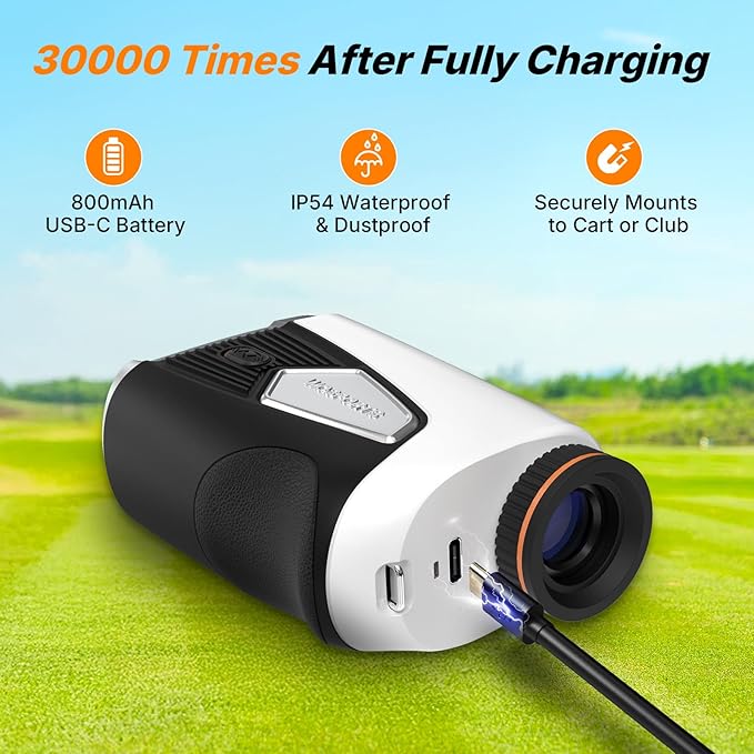 WOSPORTS Golf Rangefinder 1500-Yard with Slope,Golf Accessories Range Finder 7X Magnification,Pin Lock Vibration Range Finder(Feet/Meters/Yards), Magnetic Mount, Rechargeable