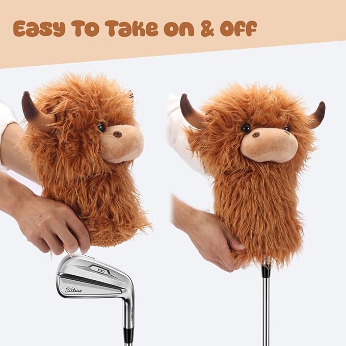 Highland Cow Driver Headcover,Funny Animal Golf Clubs Driver Head Cover, Golf Gift for Men Women