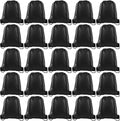 KUUQA 25Pcs Drawstring Backpack Bags String Backpack Sport Bag Sack Cinch Tote Gym Backpack Bulk for Gym Sport Traveling,Black
