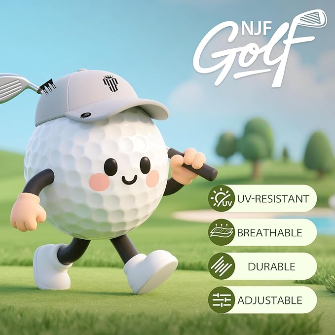 NJF Golf™ Hat Men - Breathable Mens Golf Hats, Adjustable Rope Snapback Cap, Convenient Cap with Tee Holder