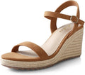 Ankis Platform Wedge Sandals for Women, Black Brown White Nude Espadrille Womens Wedge Sandals Comfortable Open Toe Ankle Strap High Heel Wedges for Women Dressy Summer -3.4Inch