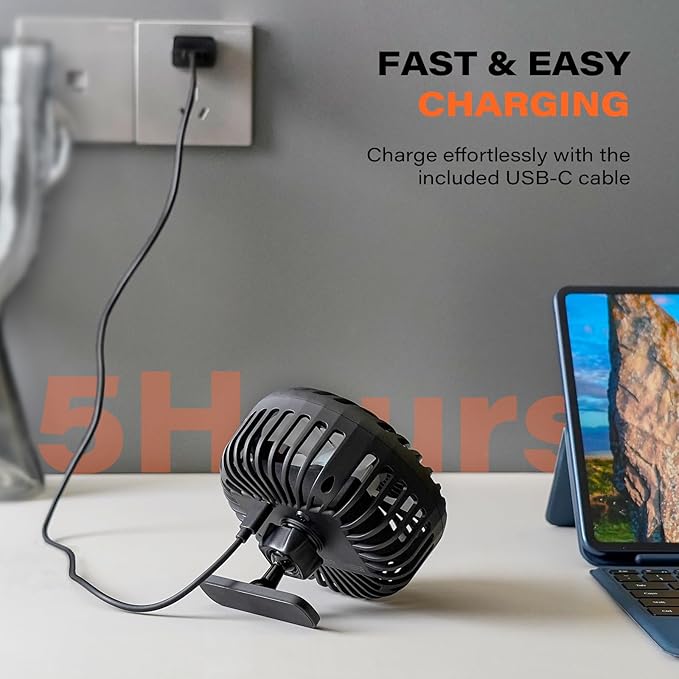A2C Golf Cart Fan Rechargeable Magnetic Base Battery Operated Portable Fan 3 Speeds 4000 RPM Strong Airflow Compatible with Yamaha, EZGO, Club Car - 360° Rotatable Golf Cart & Cruise Ship Accessories