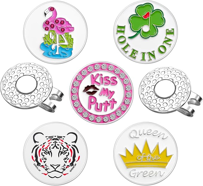 Magnetic Golf Ball Marker Clips, Funny Golf Ball Markers with Magnetic Clip, Enamel Golf Ball Markers Hat Clip Magnet for Men Women Golfer Gifts