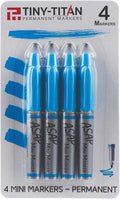 Tiny-Titan Mini Markers, Keychain Clip, Golf Ball Marker, Clip On Nurse's Badge - TURQUOISE Ink - Fine Point - 4 Pens Per Pack