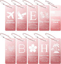 10 Personalized Metal Luggage Tags, Custom Suitcase Aluminum Name Tags with Steel Ring, Laser Engraved Name and Logo, for Travel, Backpack, Baggage, Golf Bag (Pink)