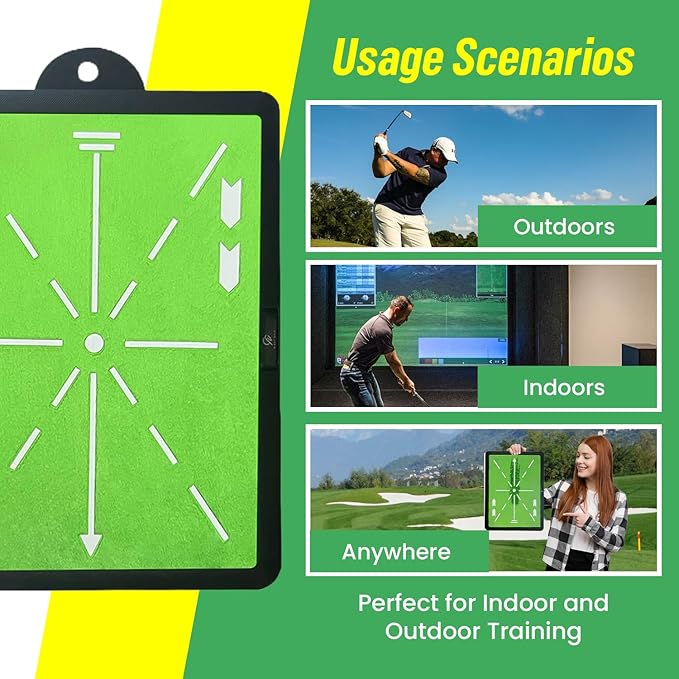 Swing Mat Trainer - Golf Strike Mat & Divot Board with Velvet Cushion, Shock Absorption & Non-Slip Rubber Base - Golf Practice Mats for Swing Detection, Precision Path Feedback, 11.8"x15.7"